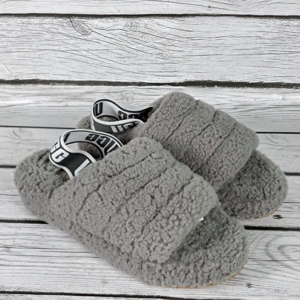 UGG Australia Fluff Yeah Women's Size 5 US Gray Slide Slingback Sandals - Picture 3 of 10